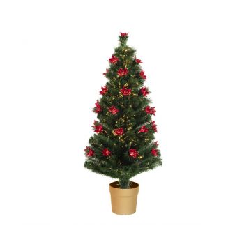 Brad cu detalii florale luminoase,  brand Lumineo, 45x90 cm, 35 LED-uri, lumina calda