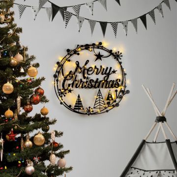 Decoratiune de luminoasa XMASBLACK-021, Tanelorn, 60x72 cm, metal, negru