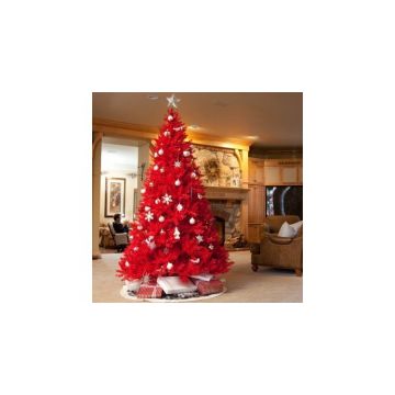 Brad de Craciun artificial cu suport, rosu, 210 cm, PVC