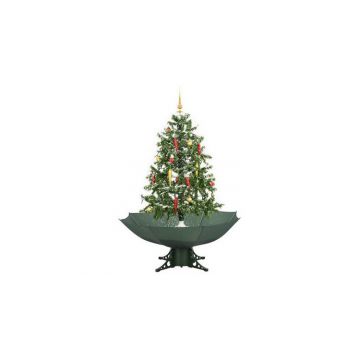 Brad de Craciun cu ninsoare si baza umbrela, verde, 140 cm