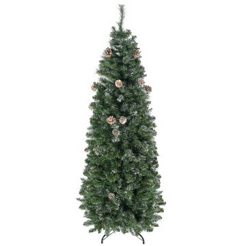 Pom de Craciun Artificial Inalt de 6 ft Tip Creion cu 618 Ramuri Scufundate In Zapada, Deschidere Automata, Baza de Otel, Verde HOMCOM | Aosom Romania