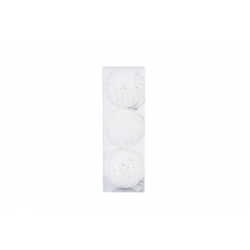 Set 3 globuri decorative de Craciun, polistiren, 8 cm