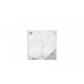 Set 4 globuri decorative de Craciun Cris, polistiren, 8 cm
