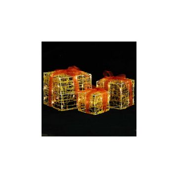 Cutii cadou de Craciun decorative, 3 buc. alb cald, acril