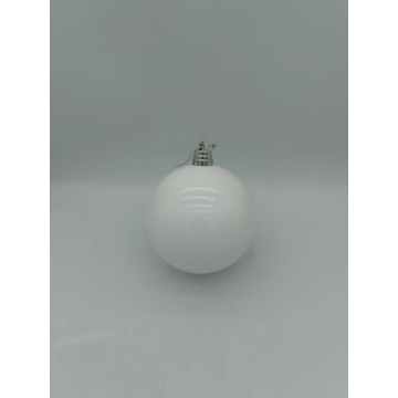 Glob decorativ de Craciun, alb, lucios, plastic, 15 cm