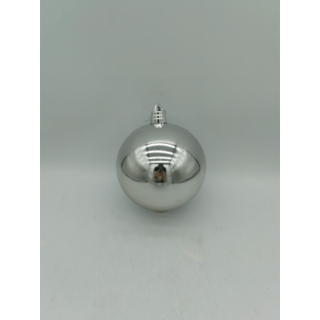 Glob decorativ de Craciun, argintiu, lucios, plastic, 15 cm