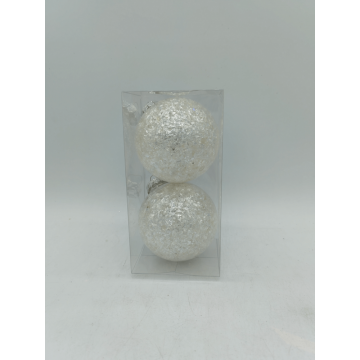 Set 2 globuri decorative de Craciun, plastic, alb satinat, 10 cm