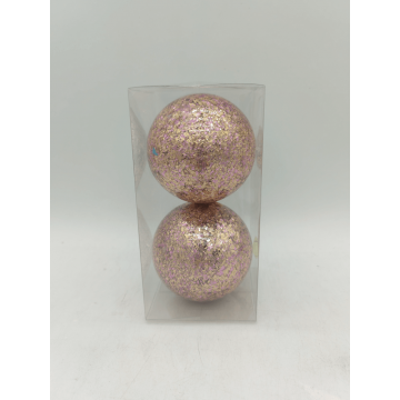 Set 2 globuri decorative de Craciun, plastic, champanie satinat, 10 cm