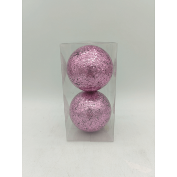 Set 2 globuri decorative de Craciun, plastic, violet satinat, 10 cm